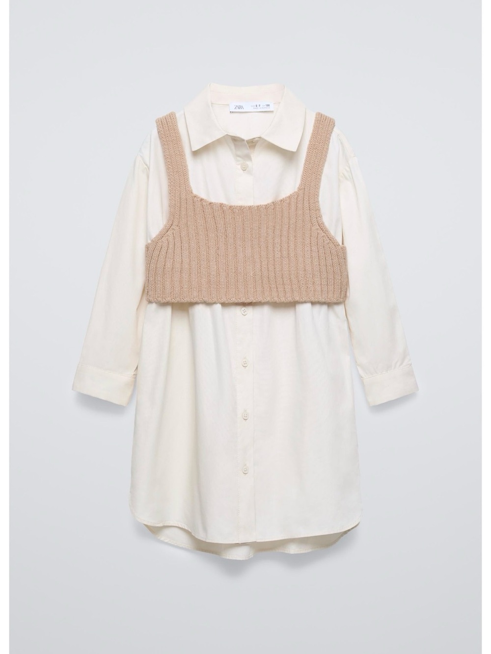 ZARA Kids Girls Pristine Knit Vest Shirt Dress 14